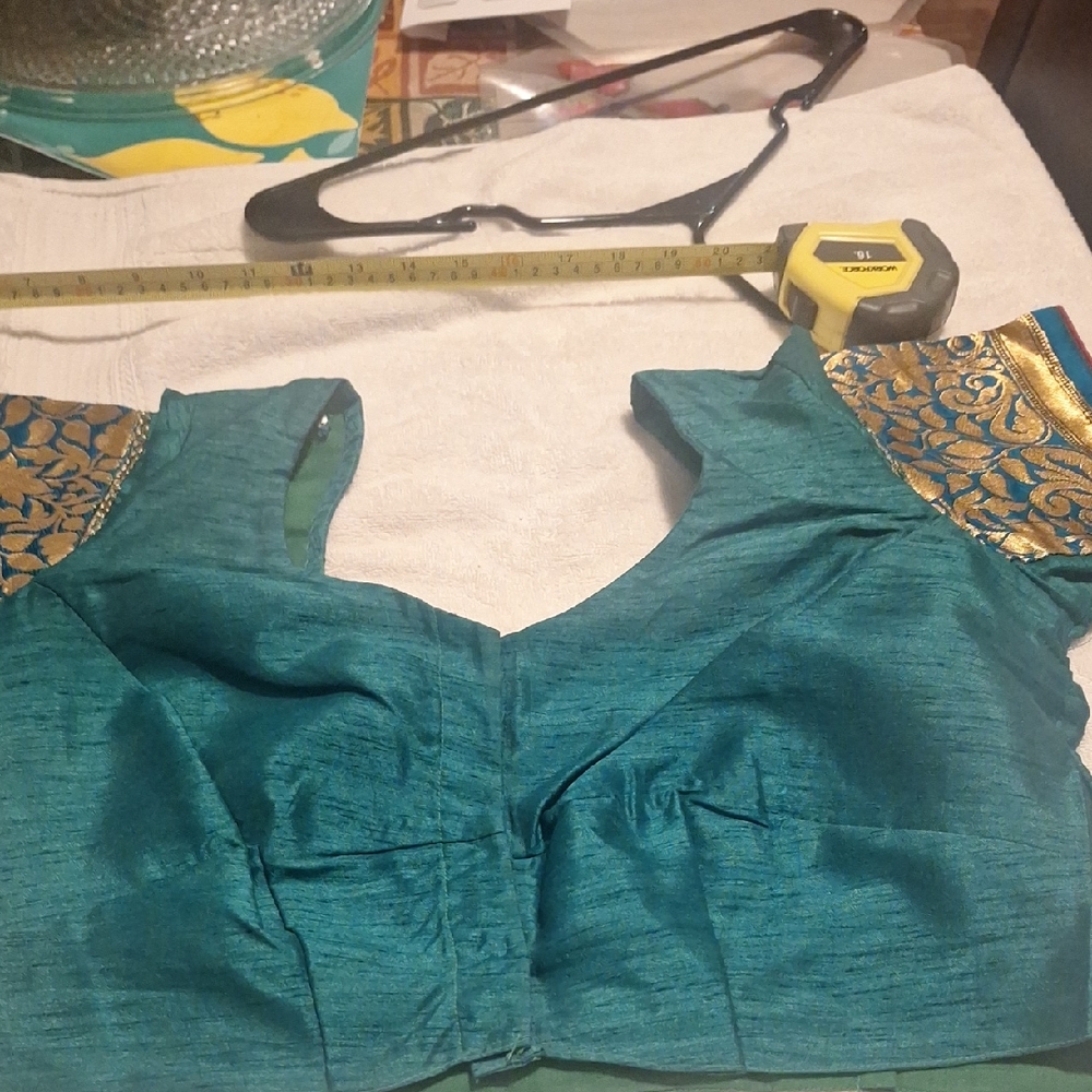 Elegant Teal Women's Top with Gold Accents